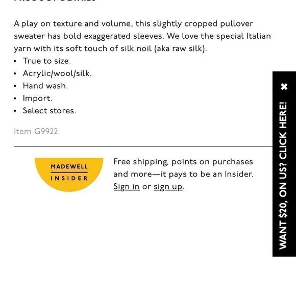 Madewell Pleated Sleeve Pullover Sweater - Picture 11 of 11